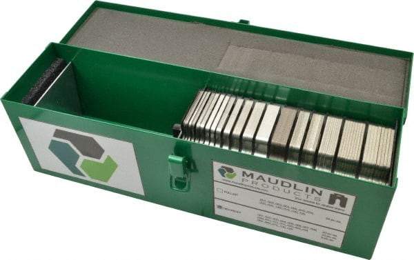 Made in USA - 340 Piece, 0.001 to 0.125 Inch Thickness, Stainless Steel Slotted Shim Assortment - 4 Inch Long x 4 Inch Wide, 1-1/4 Inch Wide Slot - Exact Tool & Supply
