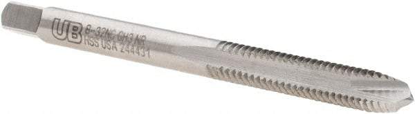 Union Butterfield - #8-32 UNC, 2 Flute, Bright Finish, High Speed Steel Spiral Point Tap - Plug Chamfer, Right Hand Thread, 2-1/8" OAL, 3/4" Thread Length, 0.168" Shank Diam, 2B/3B Class of Fit, Series 1534NR - Exact Tool & Supply