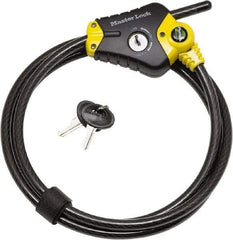 Master Lock - 6' Long 4 Pin Tumbler Keyed Padlock Cable & Lock - 3/8" Diam, Keyed Different - Exact Tool & Supply
