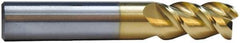 M.A. Ford - 1", 1-1/2" LOC, 1" Shank Diam, 4" OAL, 3 Flute, Solid Carbide Square End Mill - Single End, TiN Finish, 53° Helix, Centercutting, Right Hand Cut, Right Hand Flute, Series 112 - Exact Tool & Supply