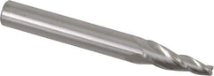 Accupro - 7° Taper Angle per Side, 1/8" Small End Diam, 3/4" LOC, Solid Carbide 3 Flute Tapered Square End Mill - 2-1/2" OAL, 3/8" Shank Diam, Spiral Flute - Exact Tool & Supply