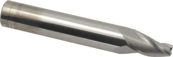 Accupro - 10° Taper Angle per Side, 1/4" Small End Diam, 3/4" LOC, Solid Carbide 3 Flute Tapered Square End Mill - 3-1/2" OAL, 9/16" Shank Diam, Spiral Flute - Exact Tool & Supply