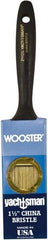 Wooster Brush - 1-1/2" Flat Hog Varnish Brush - 2-3/16" Bristle Length, 6-1/4" Plastic Beavertail Handle - Exact Tool & Supply