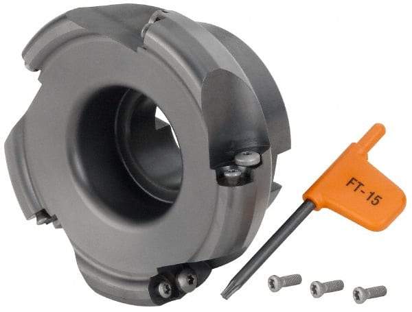 Kennametal - 101.6mm Cut Diam, 6mm Max Depth, 1-1/4" Arbor Hole, 5 Inserts, RD.. 12T3... Insert Style, Indexable Copy Face Mill - KDM400 Cutter Style, 50.04mm High, Series KDM - Exact Tool & Supply