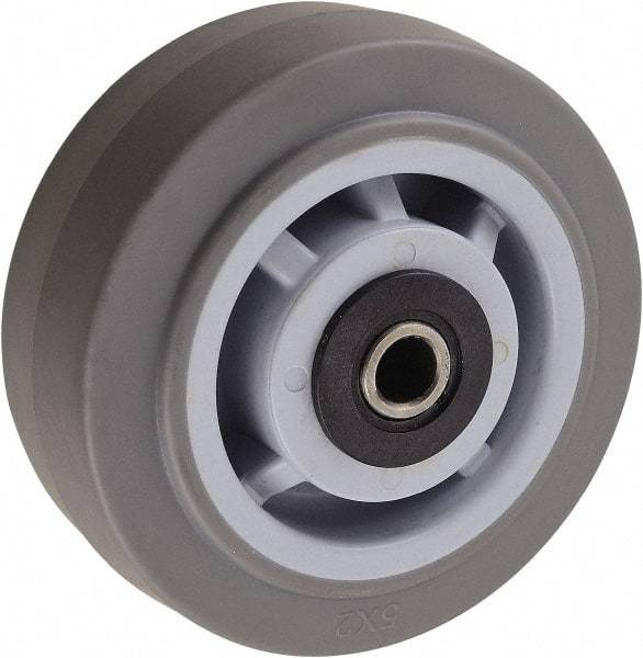 Value Collection - 5 Inch Diameter x 2 Inch Wide, Solid Rubber Caster Wheel - 350 Lb. Capacity, 2-3/16 Inch Hub Length, 1/2 Inch Axle Diameter, Roller Bearing - Exact Tool & Supply