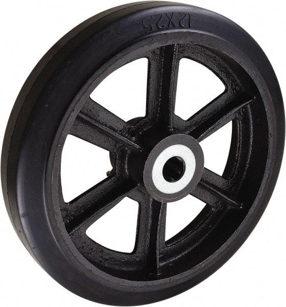 Value Collection - 12 Inch Diameter x 2-1/2 Inch Wide, Rubber Caster Wheel - 1,700 Lb. Capacity, 2-3/4 Inch Hub Length, 1 Inch Axle Diameter, Roller Bearing - Exact Tool & Supply