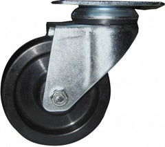 Value Collection - 3" Diam x 1-1/4" Wide x 4" OAH Top Plate Mount Swivel Caster - Polyolefin (Polyflex), 250 Lb Capacity, 2-3/4 x 3-3/4" Plate - Exact Tool & Supply
