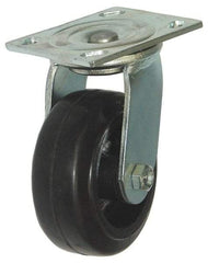 Value Collection - 5" Diam x 2" Wide, Hard Rubber Swivel Caster - 675 Lb Capacity, Top Plate Mount, 4" x 4-1/2" Plate, Delrin Bearing - Exact Tool & Supply