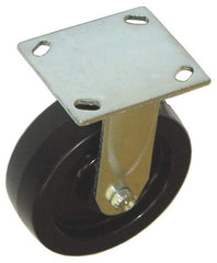 Value Collection - 4" Diam x 2" Wide x 5-5/8" OAH Top Plate Mount Rigid Caster - Phenolic, 800 Lb Capacity, Roller Bearing, 4 x 4-1/2" Plate - Exact Tool & Supply
