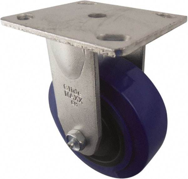 Value Collection - 5" Diam x 2" Wide x 6-1/2" OAH Top Plate Mount Rigid Caster - Polypropylene, 580 Lb Capacity, Roller Bearing, 4 x 4-1/2" Plate - Exact Tool & Supply