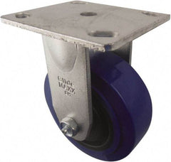 Value Collection - 5" Diam x 2" Wide x 6-1/2" OAH Top Plate Mount Rigid Caster - Polypropylene, 580 Lb Capacity, Roller Bearing, 4 x 4-1/2" Plate - Exact Tool & Supply