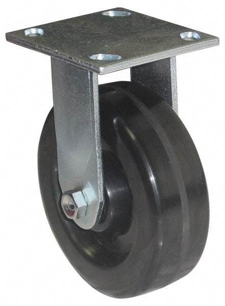 Value Collection - 6" Diam x 2" Wide x 7-1/2" OAH Top Plate Mount Rigid Caster - Phenolic, 1,200 Lb Capacity, Roller Bearing, 4 x 4-1/2" Plate - Exact Tool & Supply