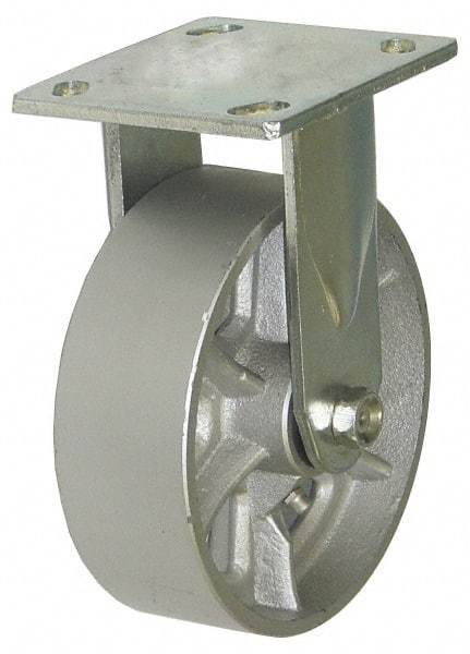 Value Collection - 4" Diam x 2" Wide x 5-5/8" OAH Top Plate Mount Rigid Caster - Semi-Steel, 1,000 Lb Capacity, Roller Bearing, 4-1/2 x 6-1/4" Plate - Exact Tool & Supply