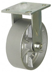 Value Collection - 4" Diam x 2" Wide x 5-5/8" OAH Top Plate Mount Rigid Caster - Semi-Steel, 1,000 Lb Capacity, Roller Bearing, 4-1/2 x 6-1/4" Plate - Exact Tool & Supply