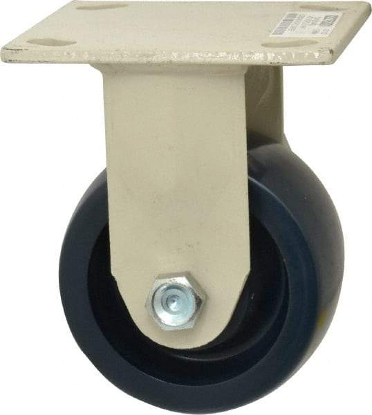 Value Collection - 4" Diam x 2" Wide x 5-5/8" OAH Top Plate Mount Rigid Caster - Polyurethane, 600 Lb Capacity, Delrin Bearing, 4 x 4-1/2" Plate - Exact Tool & Supply