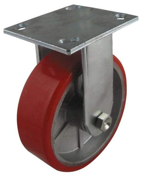 Value Collection - 5" Diam x 2" Wide x 6-1/2" OAH Top Plate Mount Rigid Caster - Polyurethane, 1,250 Lb Capacity, Roller Bearing, 4 x 4-1/2" Plate - Exact Tool & Supply