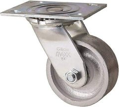 Value Collection - 4" Diam x 1-1/2" Wide x 5" OAH Top Plate Mount Swivel Caster - Semi-Steel, 400 Lb Capacity, Plain Bearing, 4 x 5" Plate - Exact Tool & Supply