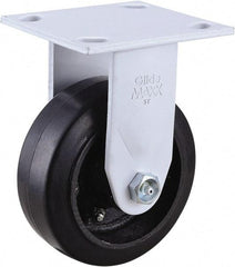 Value Collection - 5" Diam x 2" Wide x 6-1/2" OAH Top Plate Mount Rigid Caster - Hard Rubber, 350 Lb Capacity, Roller Bearing, 4 x 4-1/2" Plate - Exact Tool & Supply