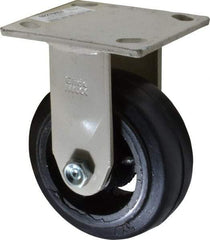 Value Collection - 5" Diam x 2" Wide, Hard Rubber Rigid Caster - 675 Lb Capacity, Top Plate Mount, 4" x 4-1/2" Plate, Delrin Bearing - Exact Tool & Supply