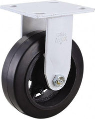 Value Collection - 6" Diam x 2" Wide x 7-1/2" OAH Top Plate Mount Rigid Caster - Hard Rubber, 410 Lb Capacity, Roller Bearing, 4 x 4-1/2" Plate - Exact Tool & Supply