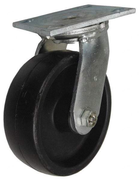 Value Collection - 5" Diam x 2" Wide x 6-1/2" OAH Top Plate Mount Swivel Caster - Polypropylene, 580 Lb Capacity, Roller Bearing, 4 x 4-1/2" Plate - Exact Tool & Supply