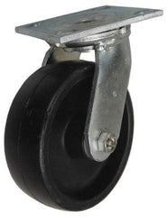 Value Collection - 5" Diam x 2" Wide x 6-1/2" OAH Top Plate Mount Swivel Caster - Polypropylene, 580 Lb Capacity, Roller Bearing, 4 x 4-1/2" Plate - Exact Tool & Supply
