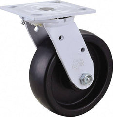 Value Collection - 6" Diam x 2" Wide, Polyolefin Swivel Caster - 650 Lb Capacity, Top Plate Mount, 4" x 4-1/2" Plate, Plain Bearing - Exact Tool & Supply