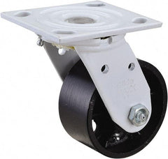 Value Collection - 4" Diam x 2" Wide x 5-5/8" OAH Top Plate Mount Swivel Caster - Semi-Steel, 1,000 Lb Capacity, Plain Bearing, 4 x 4-1/2" Plate - Exact Tool & Supply