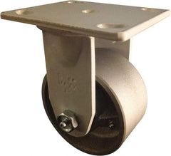 Value Collection - 4" Diam x 2" Wide x 5-5/8" OAH Top Plate Mount Rigid Caster - Semi-Steel, 1,000 Lb Capacity, Roller Bearing, 4 x 4-1/2" Plate - Exact Tool & Supply