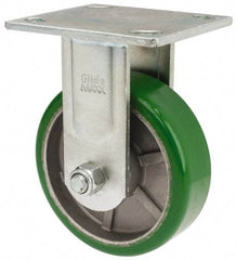 Value Collection - 5" Diam x 1-1/2" Wide x 6-1/2" OAH Top Plate Mount Rigid Caster - Polyurethane, 720 Lb Capacity, Roller Bearing, 4 x 4-1/2" Plate - Exact Tool & Supply