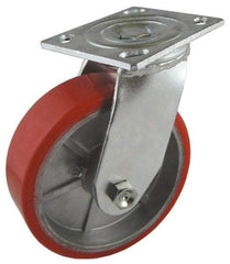 Value Collection - 6" Diam x 2" Wide x 7-1/2" OAH Top Plate Mount Swivel Caster - Polyurethane, 990 Lb Capacity, Roller Bearing, 4-1/2 x 6-1/4" Plate - Exact Tool & Supply