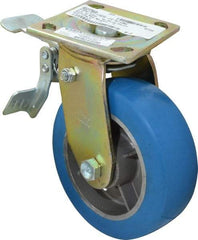 Value Collection - 6" Diam x 2" Wide x 7-1/2" OAH Top Plate Mount Swivel Caster - Polyurethane, 1,100 Lb Capacity, Roller Bearing, 4 x 4-1/2" Plate - Exact Tool & Supply