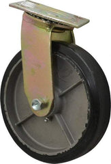 Value Collection - 8" Diam x 2" Wide x 9-1/2" OAH Top Plate Mount Swivel Caster - Soft Rubber, 600 Lb Capacity, Roller Bearing, 4 x 4-1/2" Plate - Exact Tool & Supply