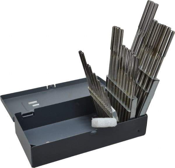 Made in USA - 1/16" to 1/2", Chucking Reamer Set - Straight Flute, Right Hand Cut, 29 Pieces - Exact Tool & Supply