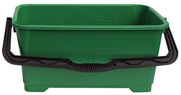 Unger - 6 Gal, Plastic Rectangular Green Bucket/Pail - Handle Included - Exact Tool & Supply