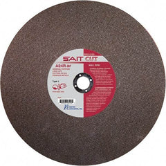 Sait - 12" 24 Grit Aluminum Oxide Cutoff Wheel - 1/8" Thick, 20mm Arbor, 6,300 Max RPM, Use with Portable Tools - Exact Tool & Supply