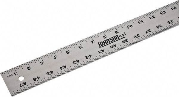 Johnson Level & Tool - 48" Long, 1/8, 1/16" Graduation, Aluminum Rule - English Graduation Style, Gray, Anodized Finish - Exact Tool & Supply