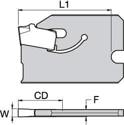 Kennametal - 3/4" Blade Height, 0.0669" Blade Width, 1" OAL, Neutral Cut, Single End Indexable Cut-Off Blade - 16mm Max Depth of Cut, A2BHSN Blade - Exact Tool & Supply