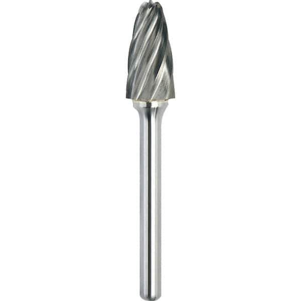 Made in USA - 1/2" Cut Diam, 1/4" Shank Diam, Tree with Radius Head Aluma Cut Burr - Carbide, 1" LOC, 2-3/4" OAL - Exact Tool & Supply