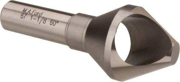M.A. Ford - 1-1/8" Head Diam, 1/2" Shank Diam, 0 Flute 60° High Speed Steel Countersink - Bright Finish, 2-7/8" OAL, Single End, Straight Shank, Right Hand Cut - Exact Tool & Supply