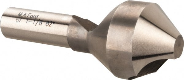 M.A. Ford - 1-1/8" Head Diam, 1/2" Shank Diam, 0 Flute 82° High Speed Steel Countersink - Exact Tool & Supply