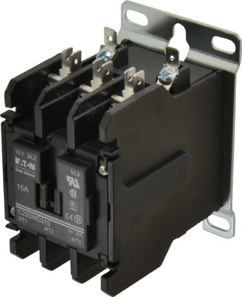 Eaton Cutler-Hammer - 3 Pole, 15 Amp Inductive Load, 110 to 120 Coil VAC at 50/60 Hz, Nonreversible Definite Purpose Contactor - Exact Tool & Supply