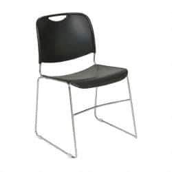 NPS - Polypropylene Black Chrome Stacking Chair - Silver Frame, 19-1/4 Inch Wide x 21-1/4 Inch Deep x 17-1/2 Inch High - Exact Tool & Supply