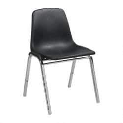 NPS - Polypropylene Black Stacking Chair - Silver Frame, 22 Inch Wide x 22-1/4 Inch Deep x 31 Inch High - Exact Tool & Supply