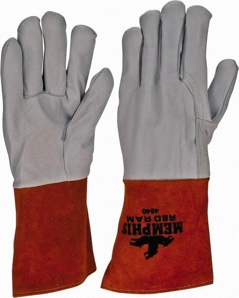 MCR Safety - Size L Unlined Goatskin Welding Glove - 9" OAL, Gauntlet Cuff, Wing Thumb, For MIG/TIG - Exact Tool & Supply