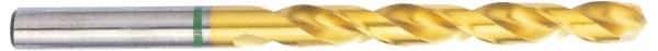 Accupro - Letter E (1/4) 135° Cobalt Jobber Drill - TiN Finish, Right Hand Cut, Spiral Flute, Straight Shank, 101mm OAL, Split Point - Exact Tool & Supply