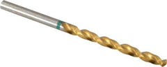 Accupro - 3.7mm 135° Cobalt Jobber Drill - TiN Finish, Right Hand Cut, Spiral Flute, Straight Shank, 70mm OAL, Split Point - Exact Tool & Supply
