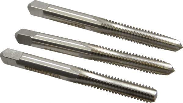 Hertel - 1/4-20 UNC, 4 Flute, Bottoming, Plug & Taper, Bright Finish, High Speed Steel Tap Set - 2-1/2" OAL, 2B/3B Class of Fit - Exact Tool & Supply