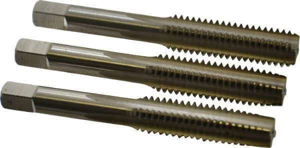 Hertel - 7/16-14 UNC, 4 Flute, Bottoming, Plug & Taper, Bright Finish, High Speed Steel Tap Set - 3-5/32" OAL, 2B/3B Class of Fit - Exact Tool & Supply