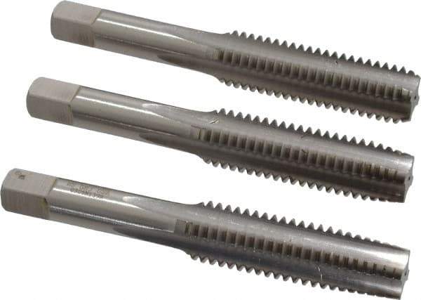 Hertel - 1/2-13 UNC, 4 Flute, Bottoming, Plug & Taper, Bright Finish, High Speed Steel Tap Set - 3-3/8" OAL, 2B/3B Class of Fit - Exact Tool & Supply